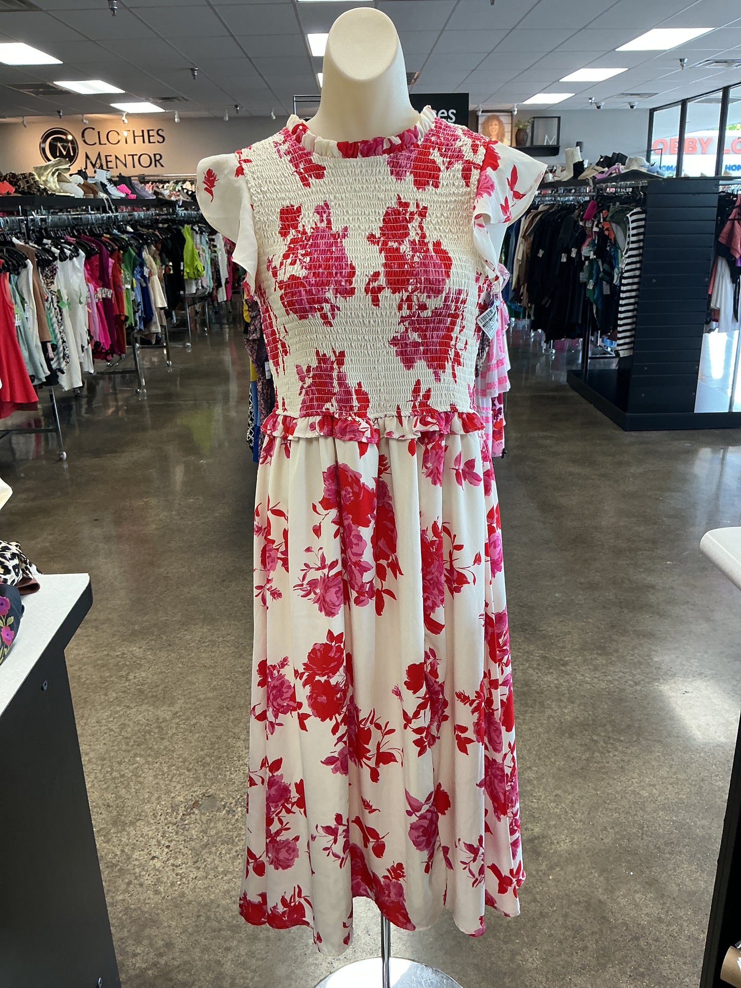 Dress Casual Maxi By Sugar Lips In Cream & Red, Size:S