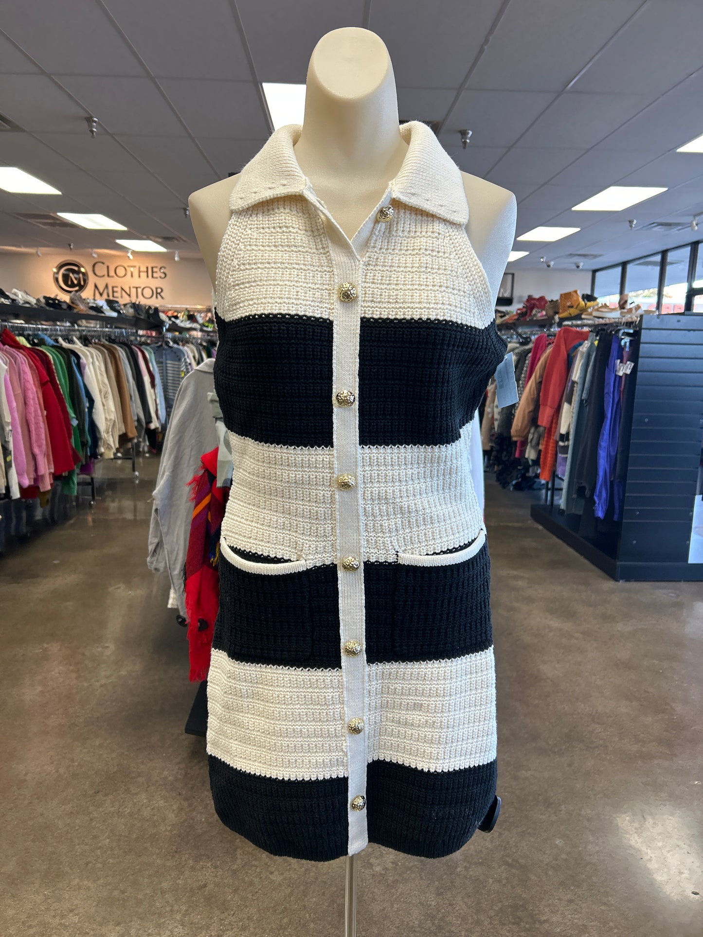 Dress Sweater By Endless Rose In Black & Cream, Size:M