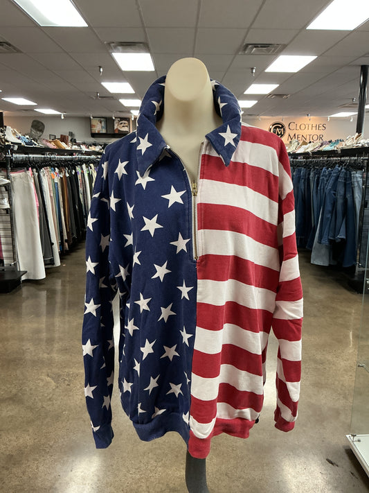 Sweatshirt Collar By Show Me Your Mumu In Blue & Red & White, Size:Xs