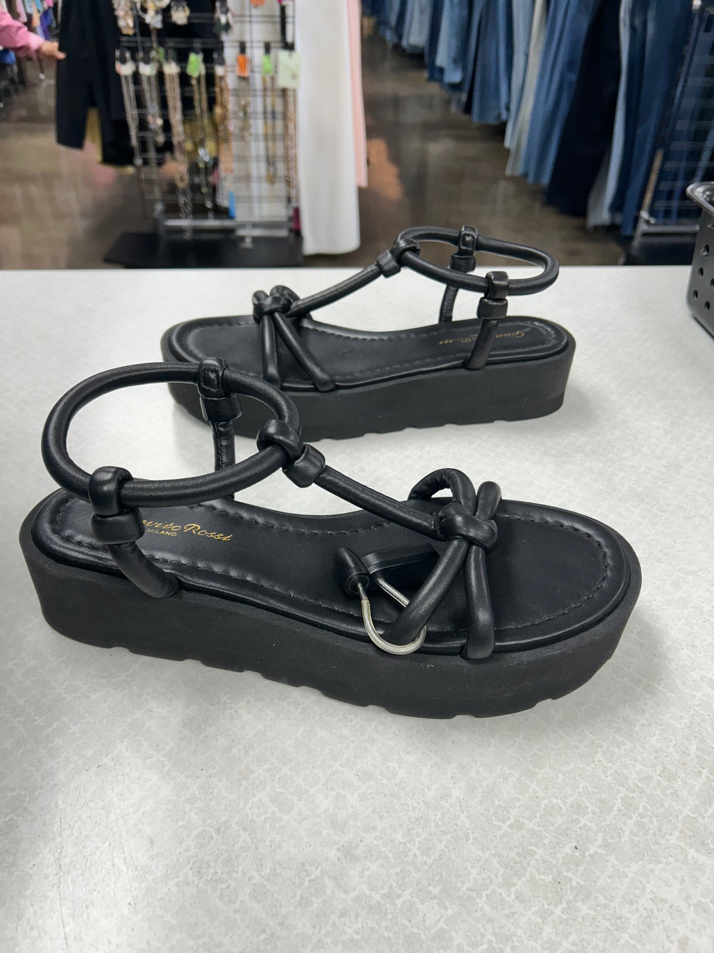 Sandals Heels Platform By Cma In Black, Size:9