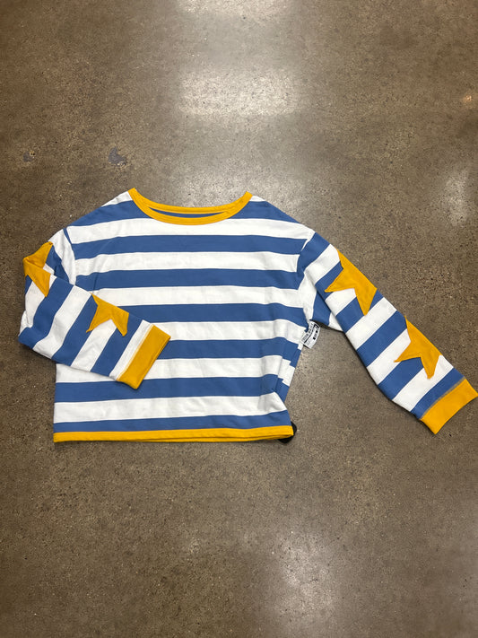 TOP LS by    CLOTHES MENTOR In BLUE & WHITE, Size: L