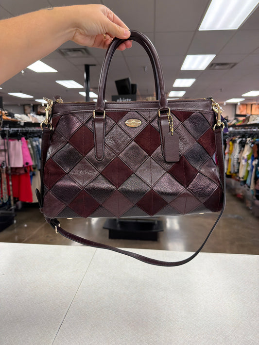 Handbag Designer By Coach In Maroon, Size:Medium