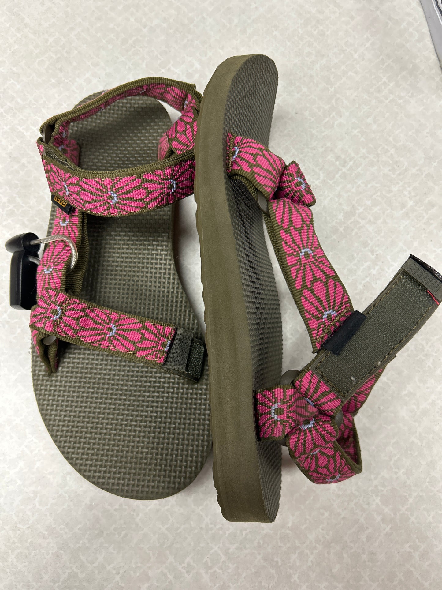 Sandals Flats By Teva In Green & Pink, Size:8