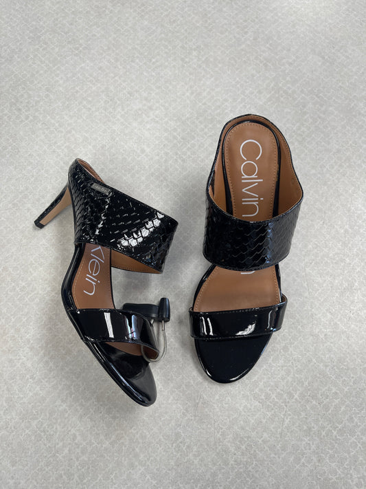 Sandals Heels Stiletto By Calvin Klein In Black, Size:6