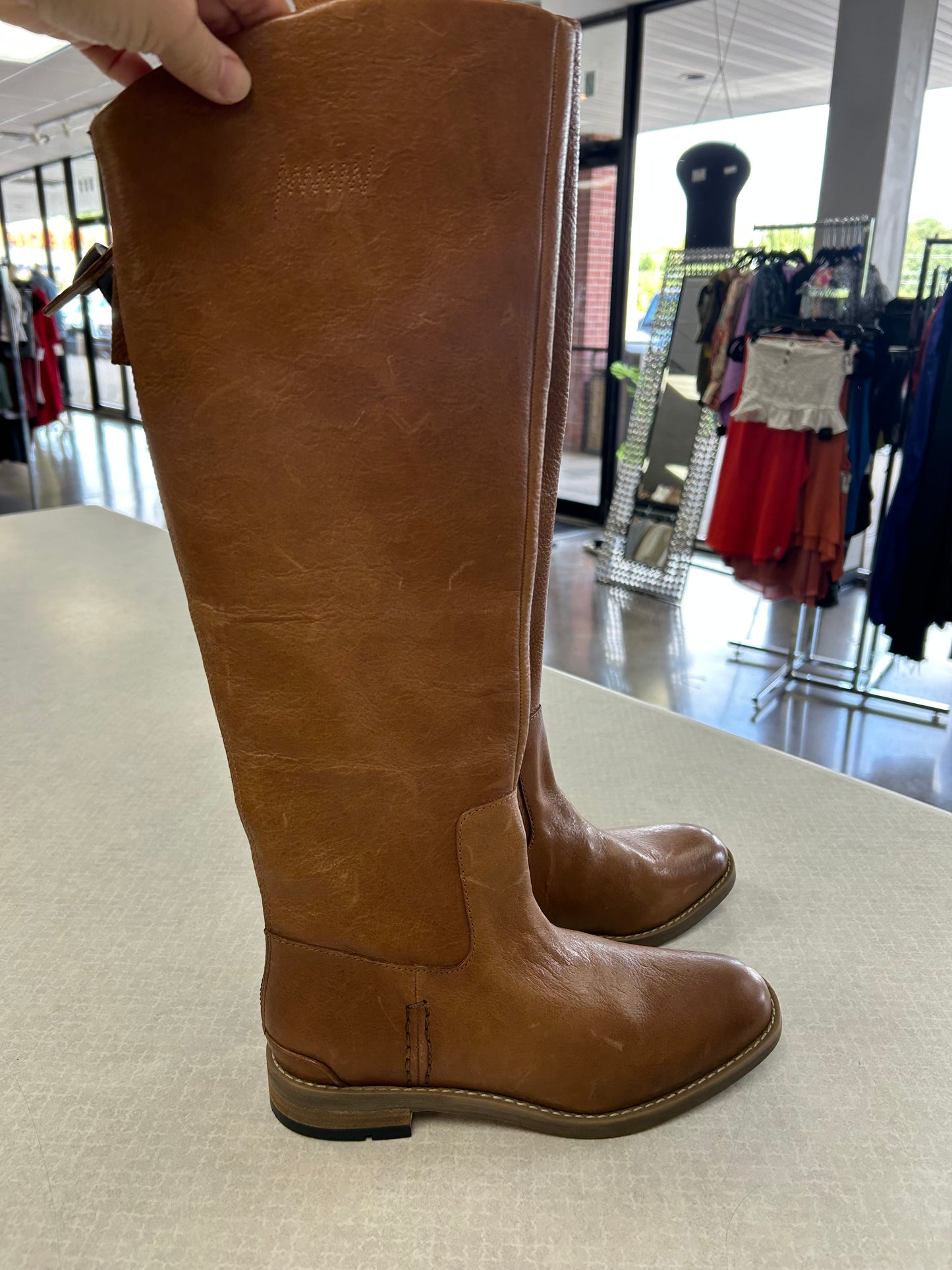 BOOTS KNEE FLATS by FRANCO SARTO In BROWN, Size: 6