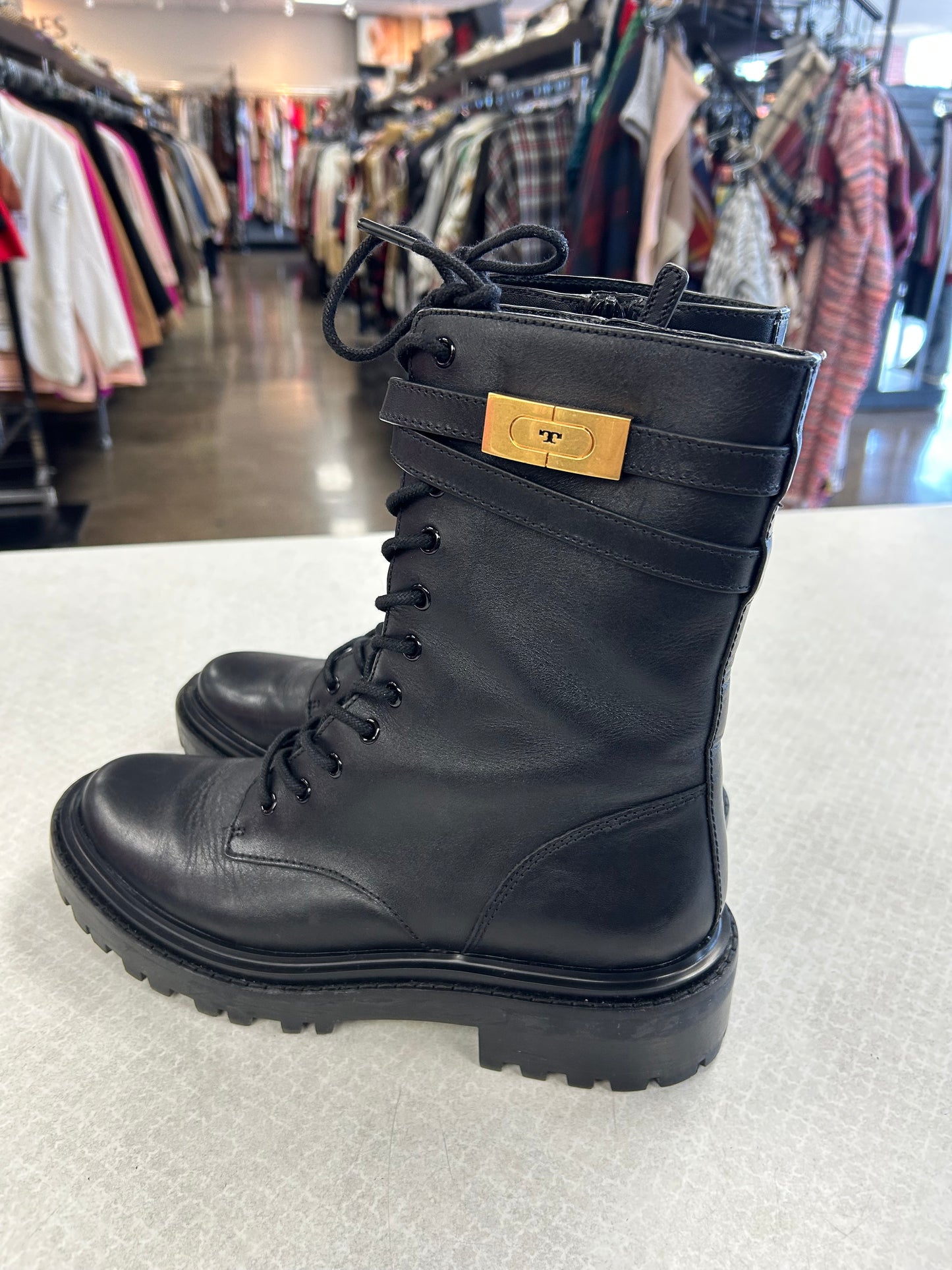 Boots Designer By Tory Burch In Black, Size:8