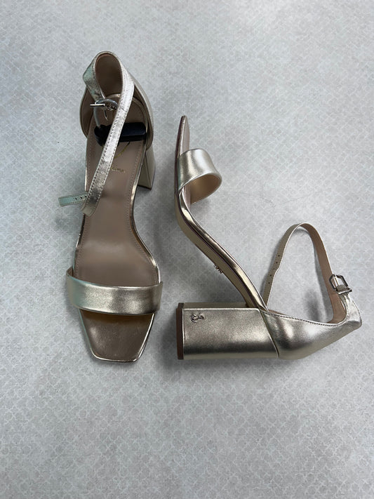 Sandals Heels Block By Sam Edelman In Gold, Size:9.5