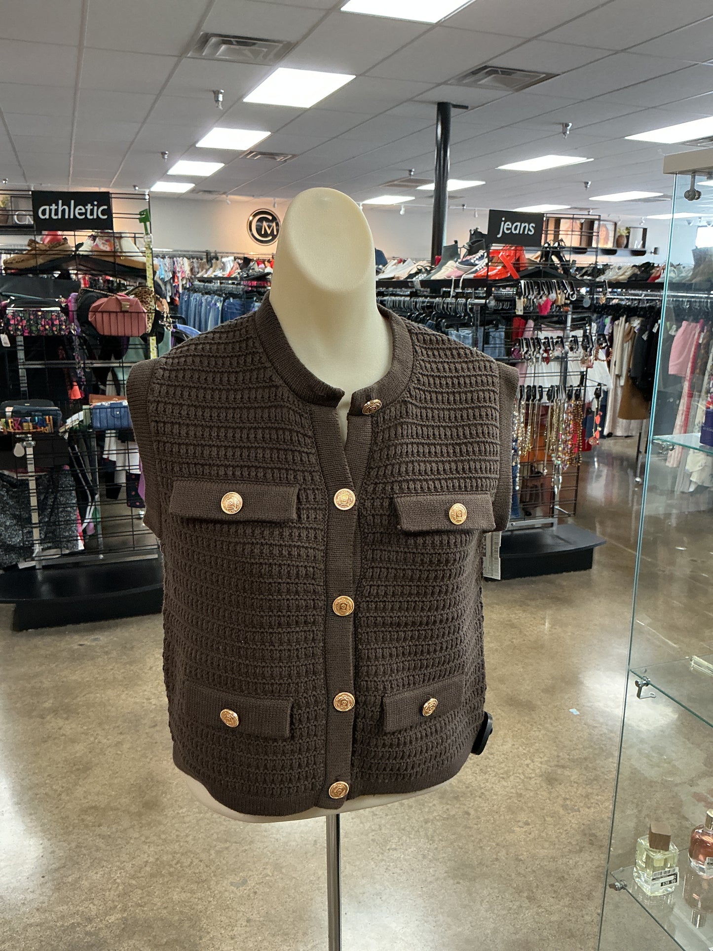 Vest Sweater By Olivaceous In Brown, Size:S