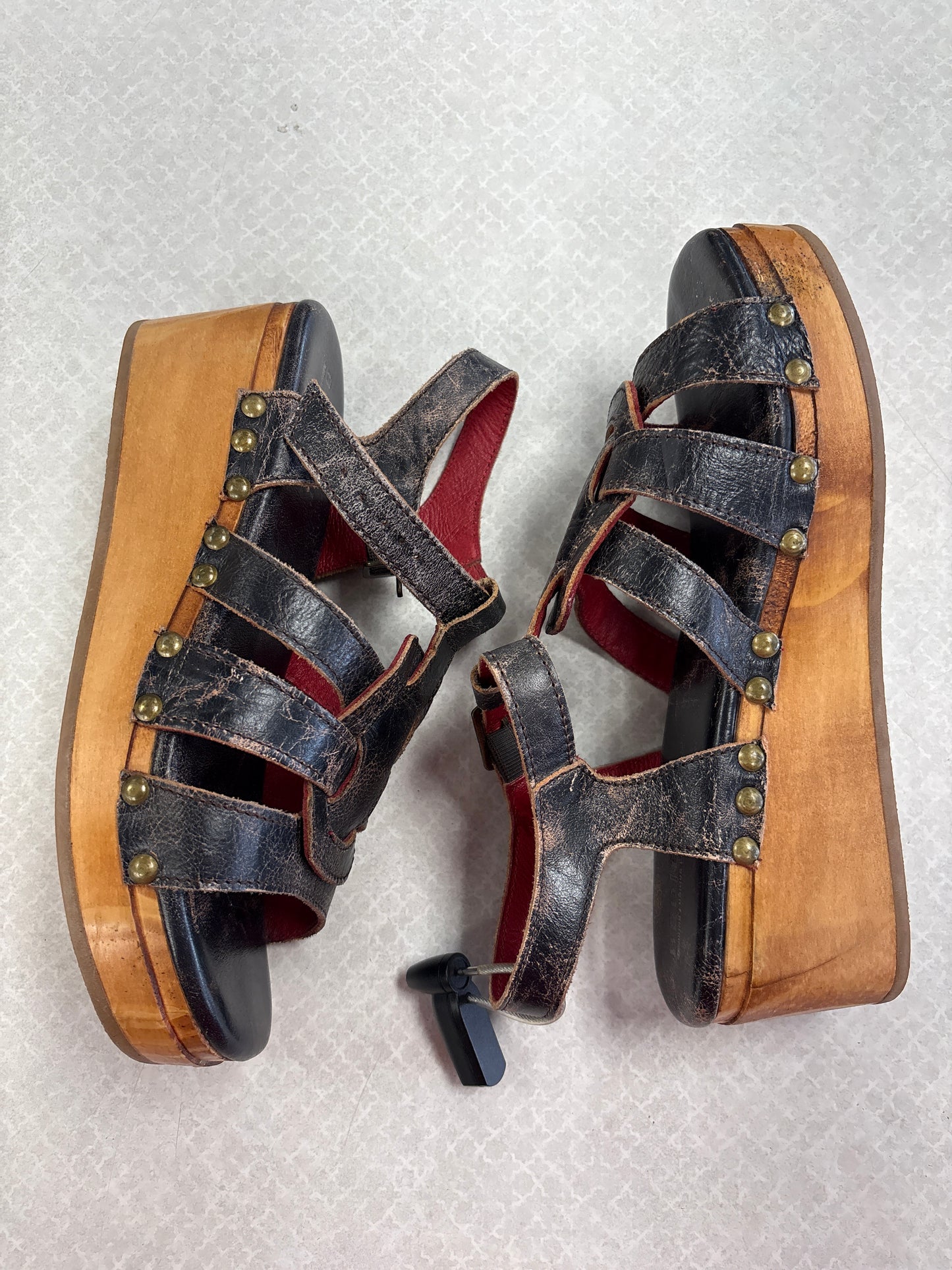 Sandals Heels Platform By Bed Stu In Black, Size:8.5