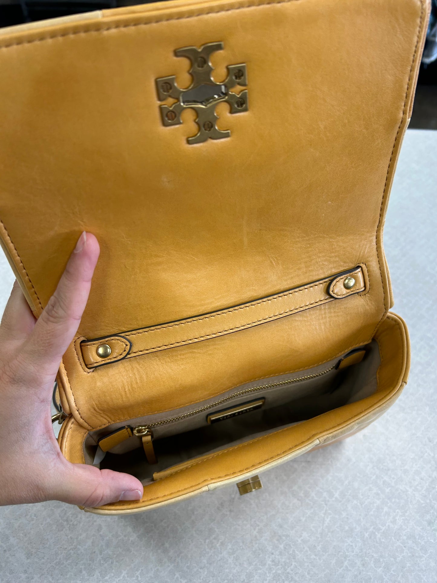 Crossbody Designer By Tory Burch In Yellow, Size:Small