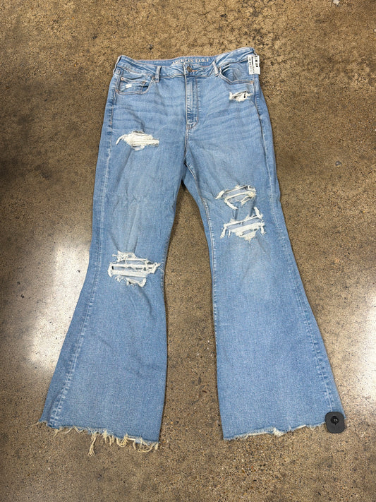 Jeans Flared By American Eagle In Blue Denim, Size:18