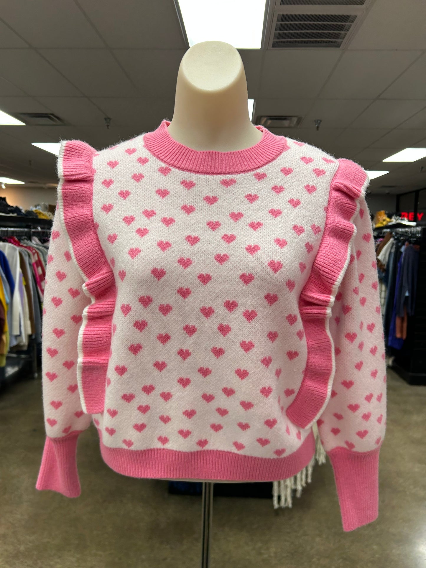 Sweater By Clothes Mentor In Pink & White, Size:S