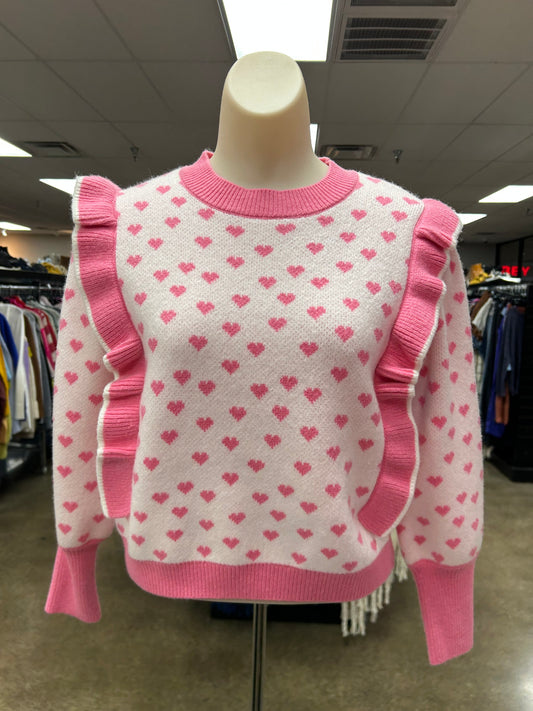 Sweater By Clothes Mentor In Pink & White, Size:S