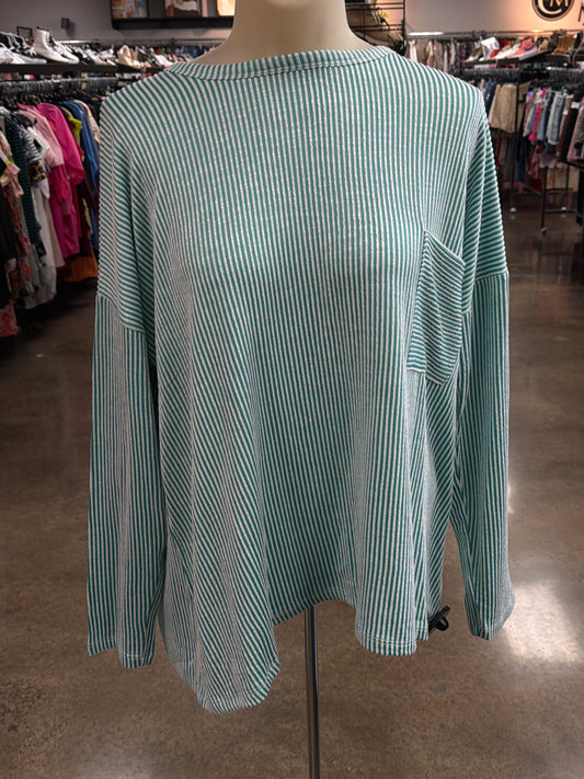 Top Ls By Zenana In Green & White, Size:L