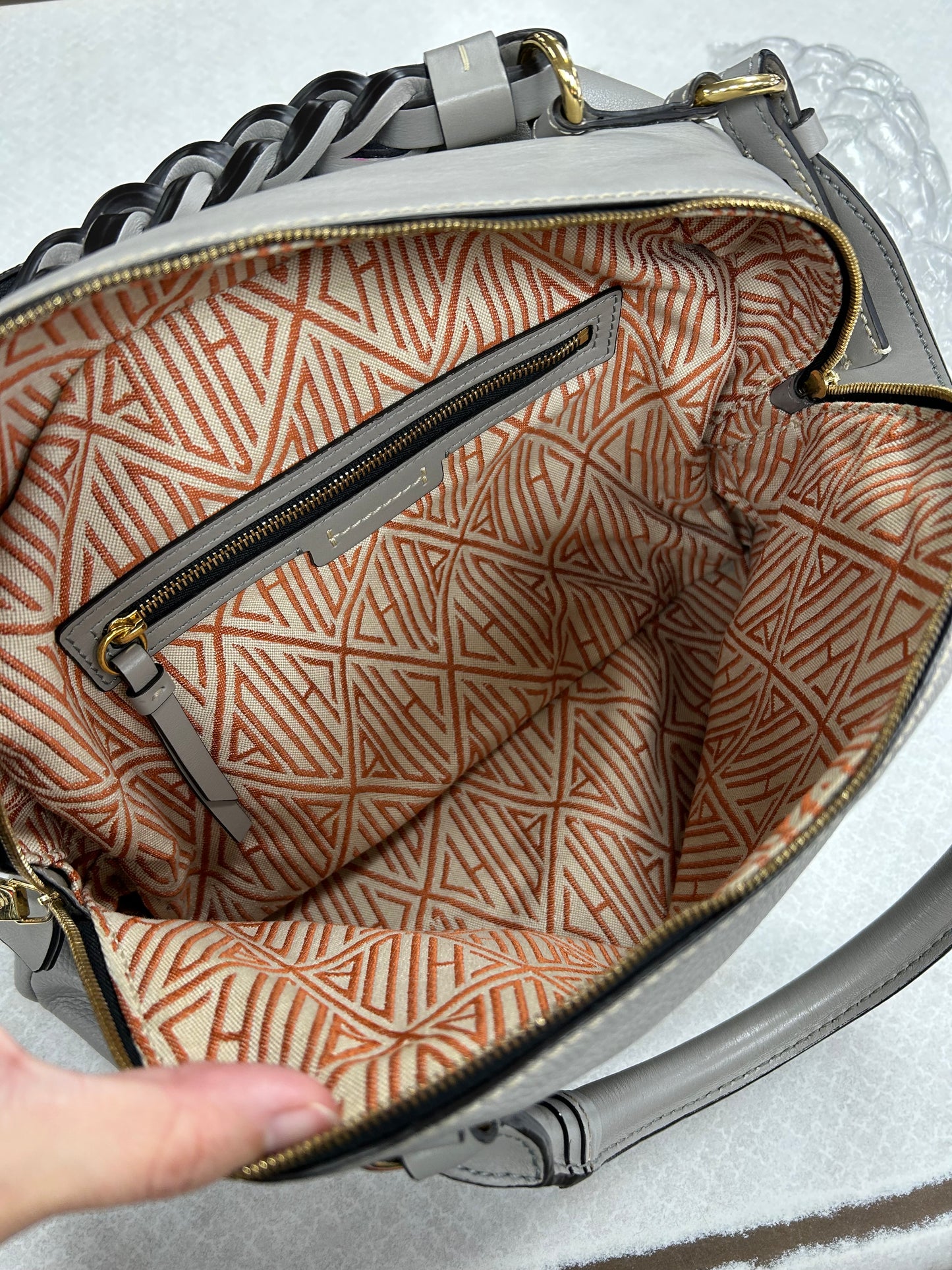 Handbag Luxury Designer By Chloe In Grey, Size:Medium