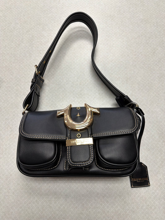 Handbag By True Religion In Black & Gold, Size:Medium
