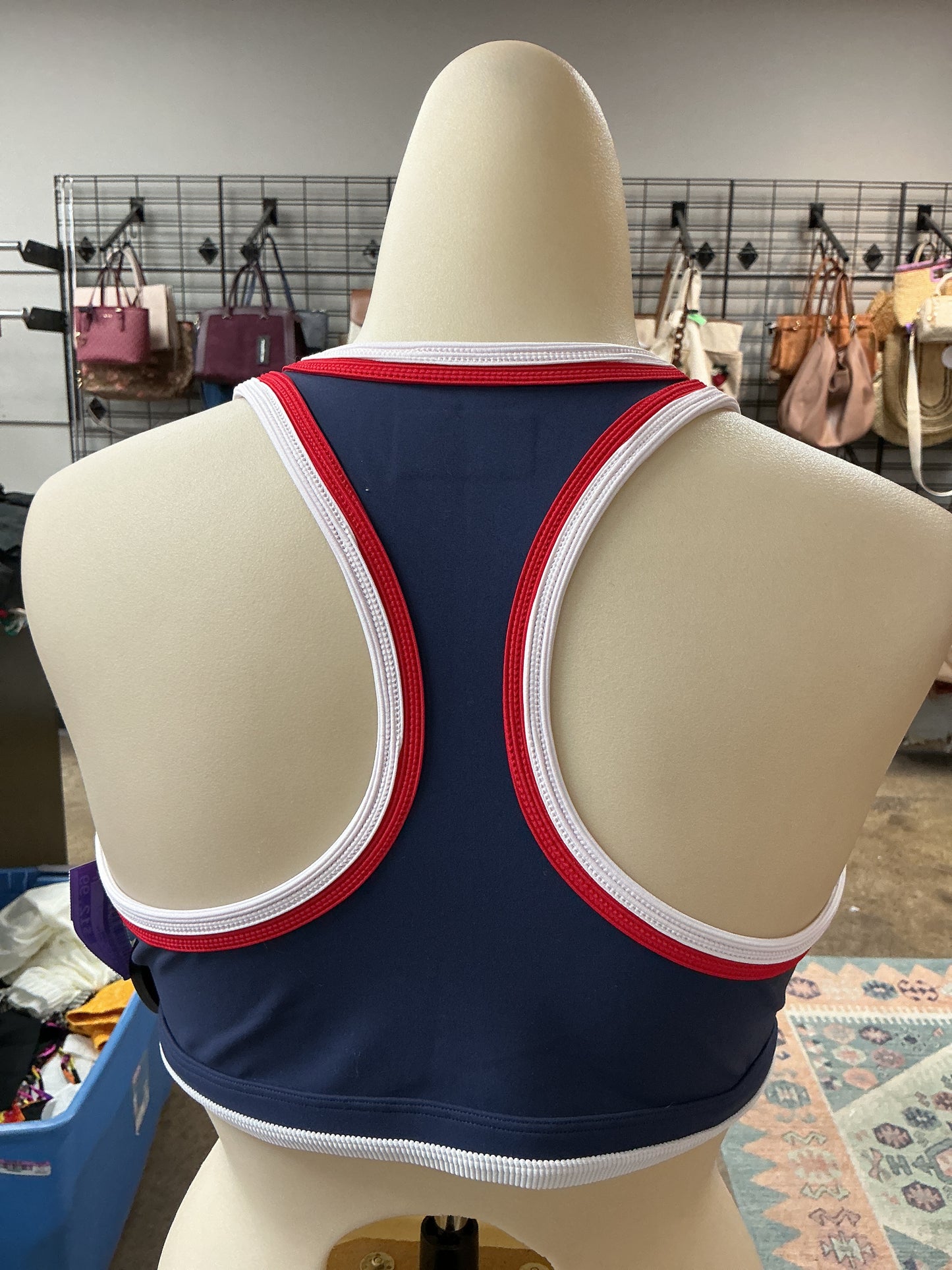 Athletic Bra By Beach Riot In Blue Red & White, Size:M