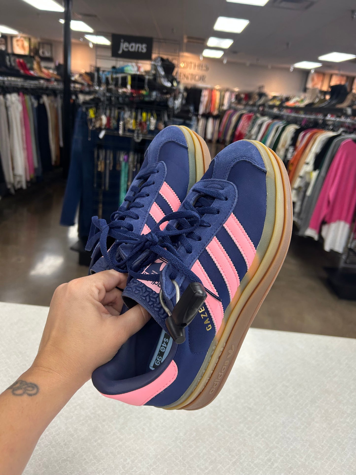 Shoes Sneakers Platform By Adidas In Blue & Pink, Size:8