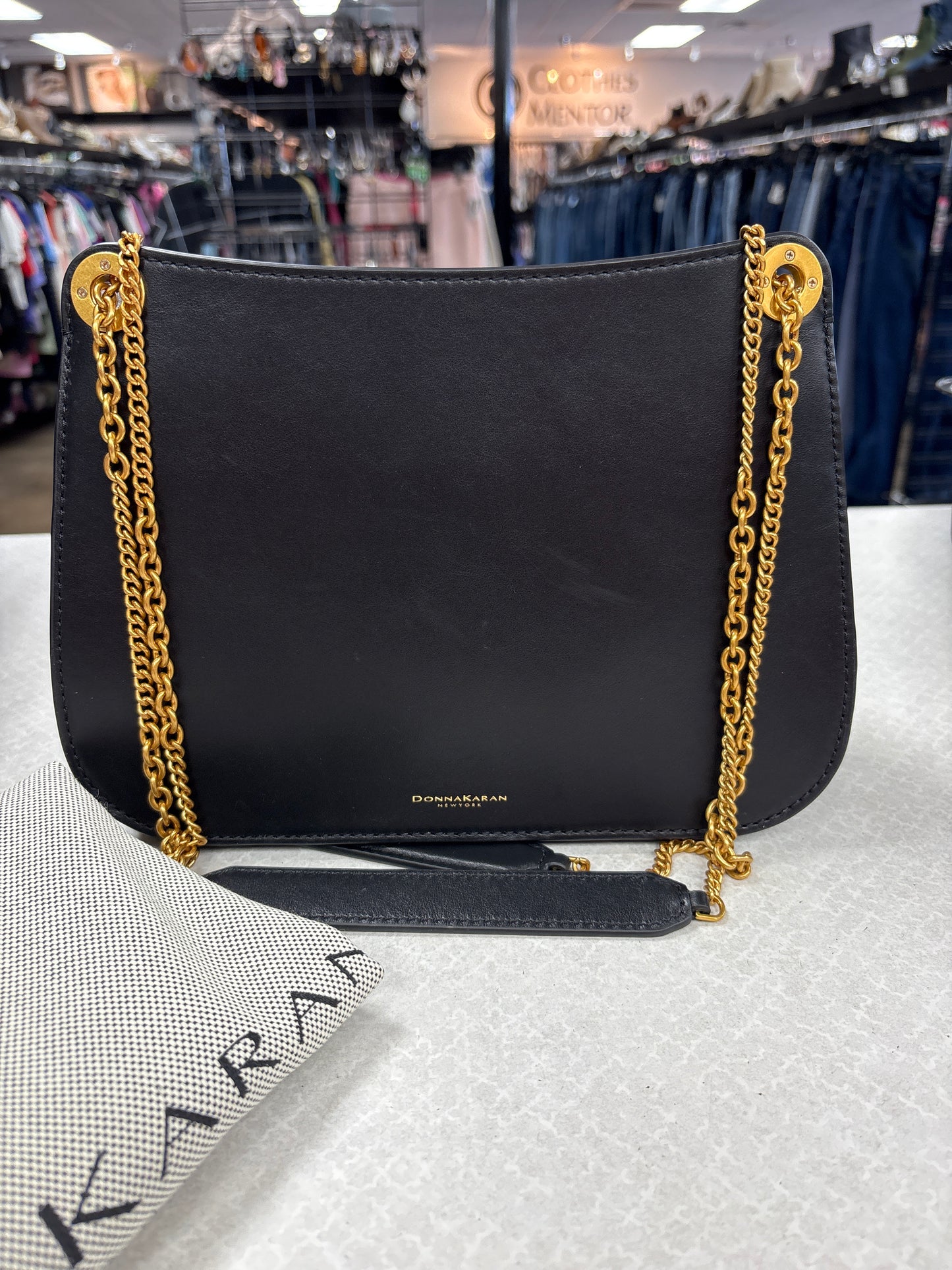 Crossbody Leather By Donna Karan In Black, Size:Medium