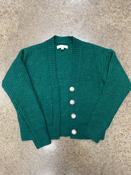 Sweater Cardigan By Loft In Green, Size:S