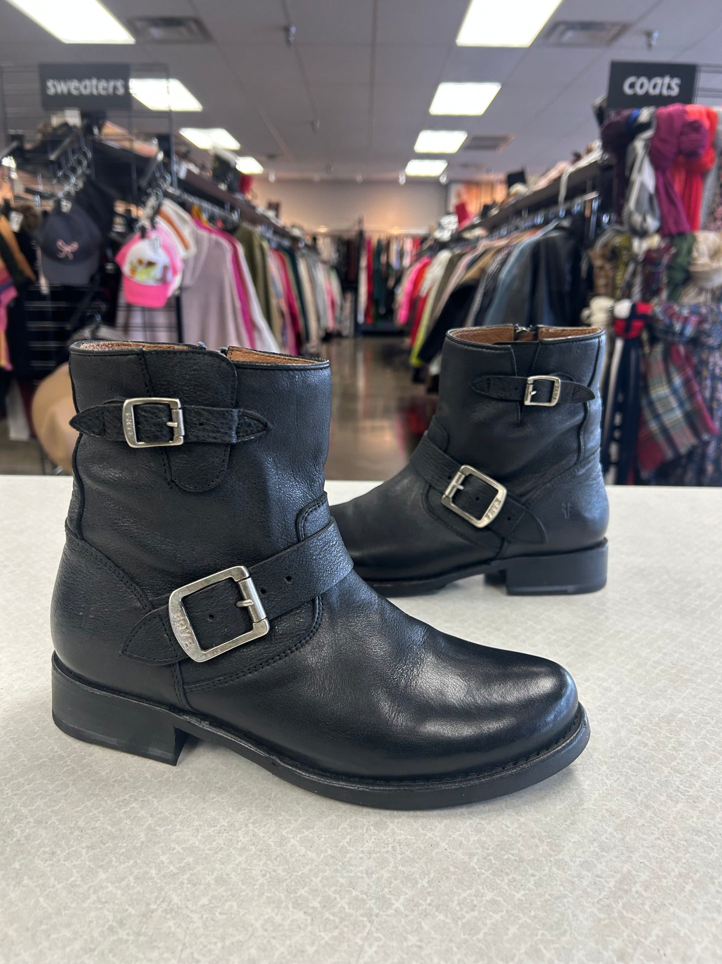 Boots Designer By Frye In Black, Size:7