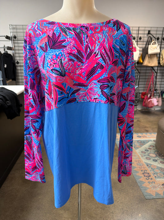 Top Ls Designer By Lilly Pulitzer In Blue & Pink, Size:L
