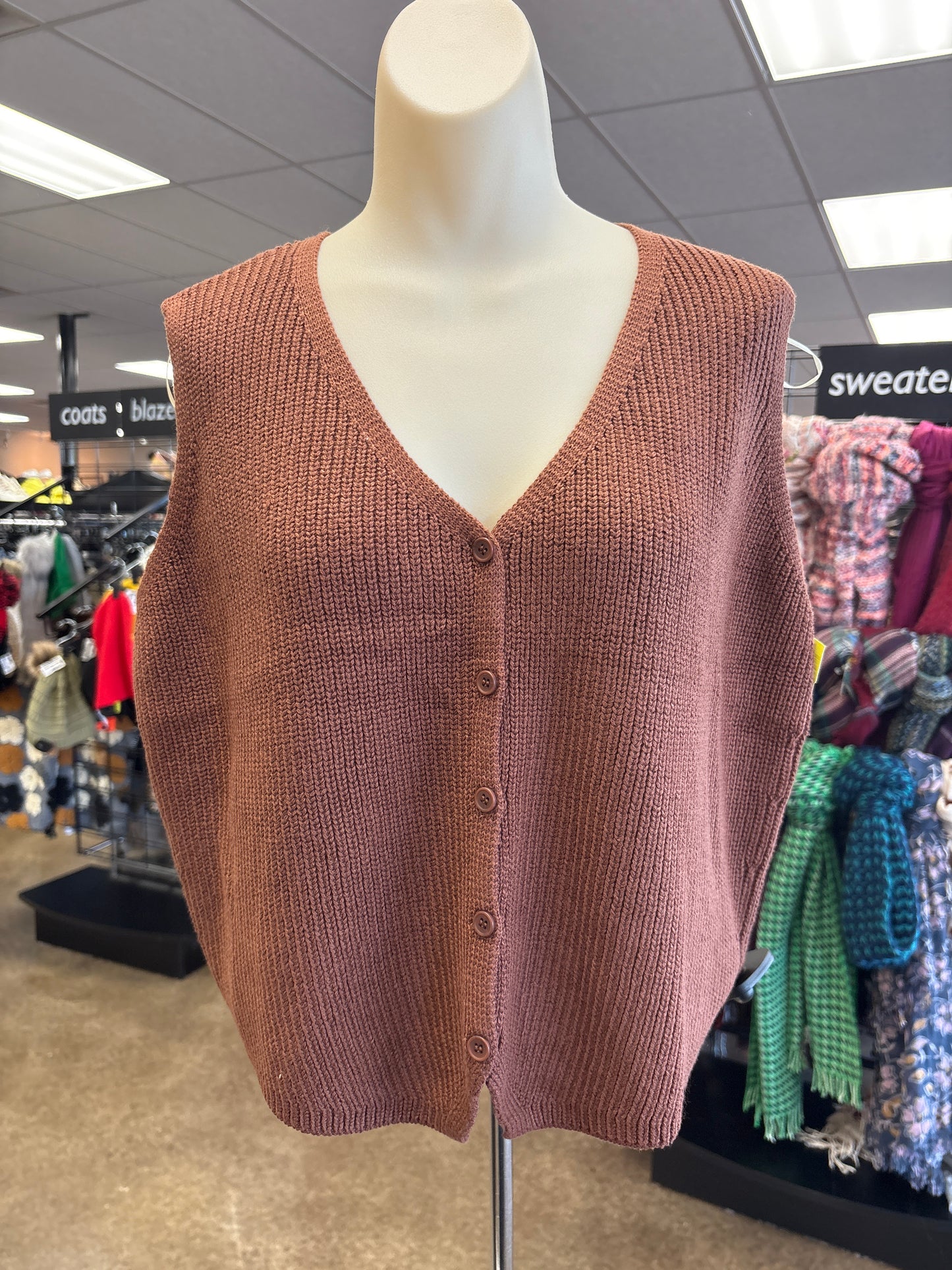 Vest Sweater By Double Zero In Bronze, Size:L