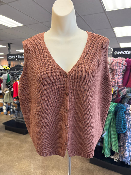 Vest Sweater By Double Zero In Bronze, Size:L