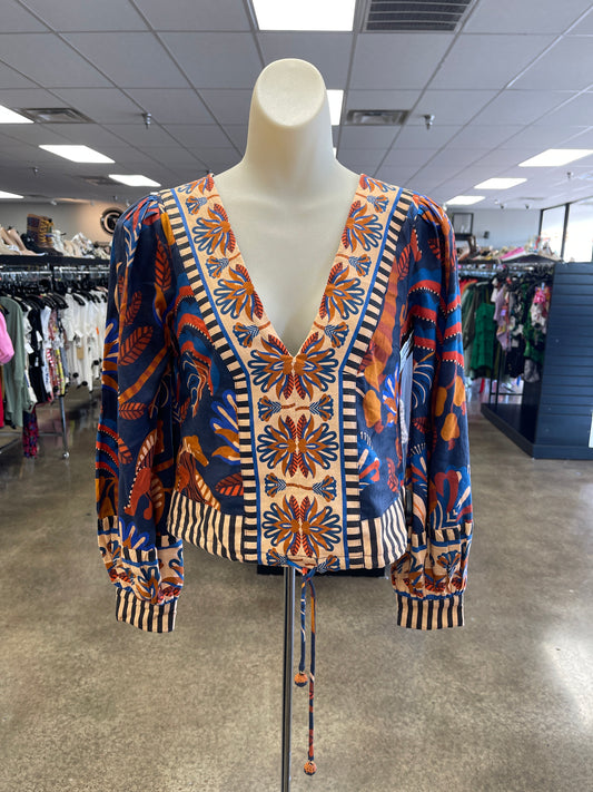 Top Ls By Farm Rio In Blue & Orange, Size:Xxs