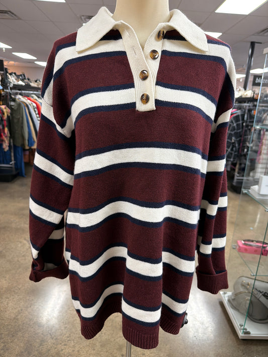 Sweatshirt Collar By H&M In Striped Pattern, Size:L
