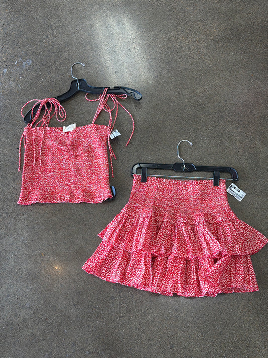 Skirt Set 2Pc By Clothes Mentor In Red & White, Size:M