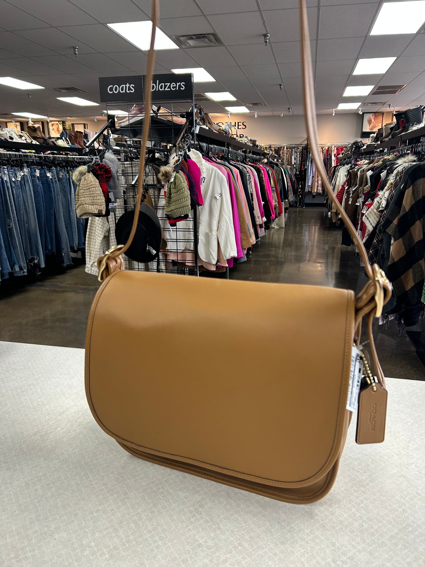 Crossbody Designer By Coach In Tan, Size:Medium