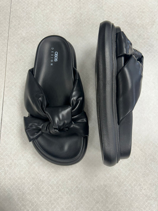 Sandals Heels Platform By Asos In Black, Size:8