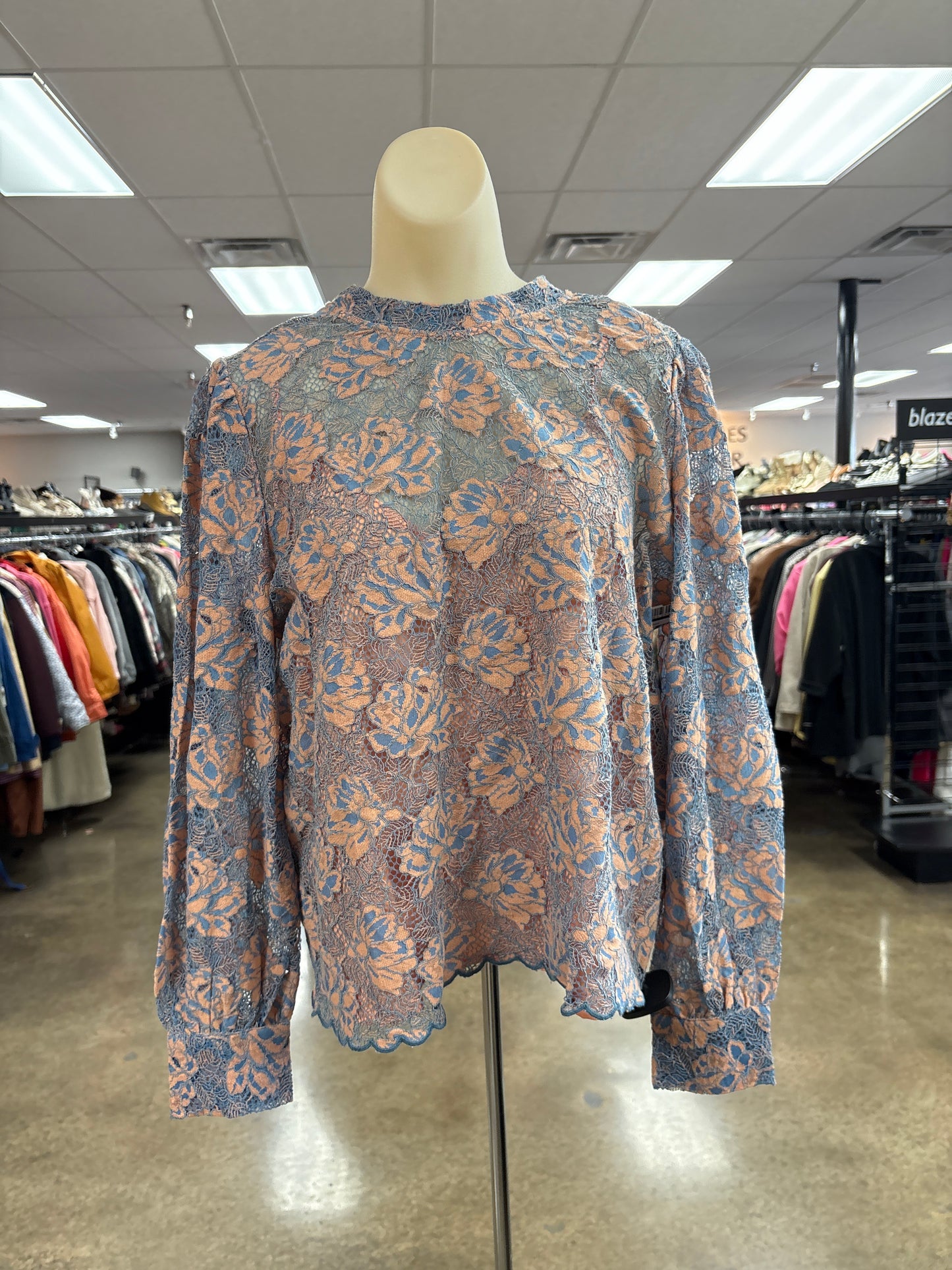 Top Ls By Loft In Blue & Orange, Size:M