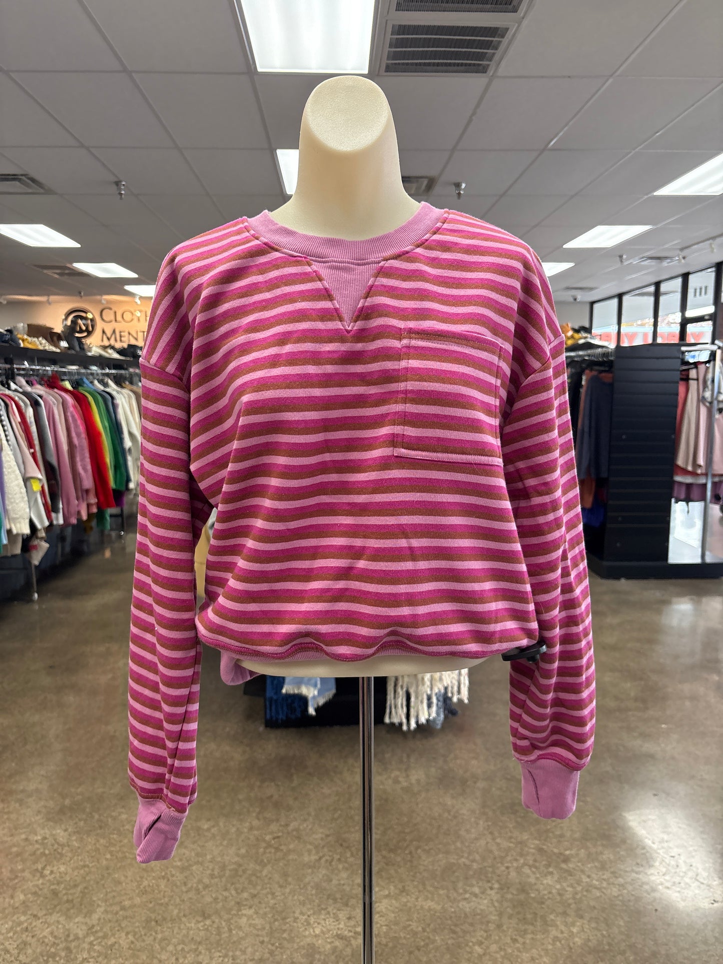 Sweatshirt Crewneck By Evereve In Brown & Pink, Size:M