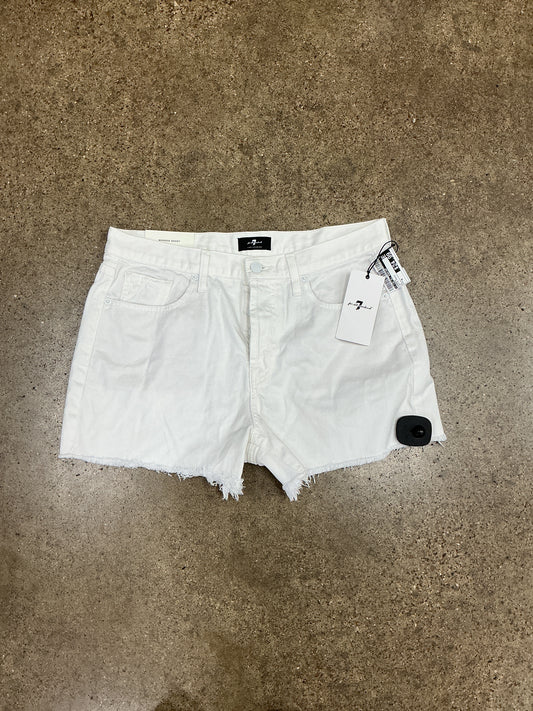 Shorts By 7 For All Mankind In White Denim, Size:6
