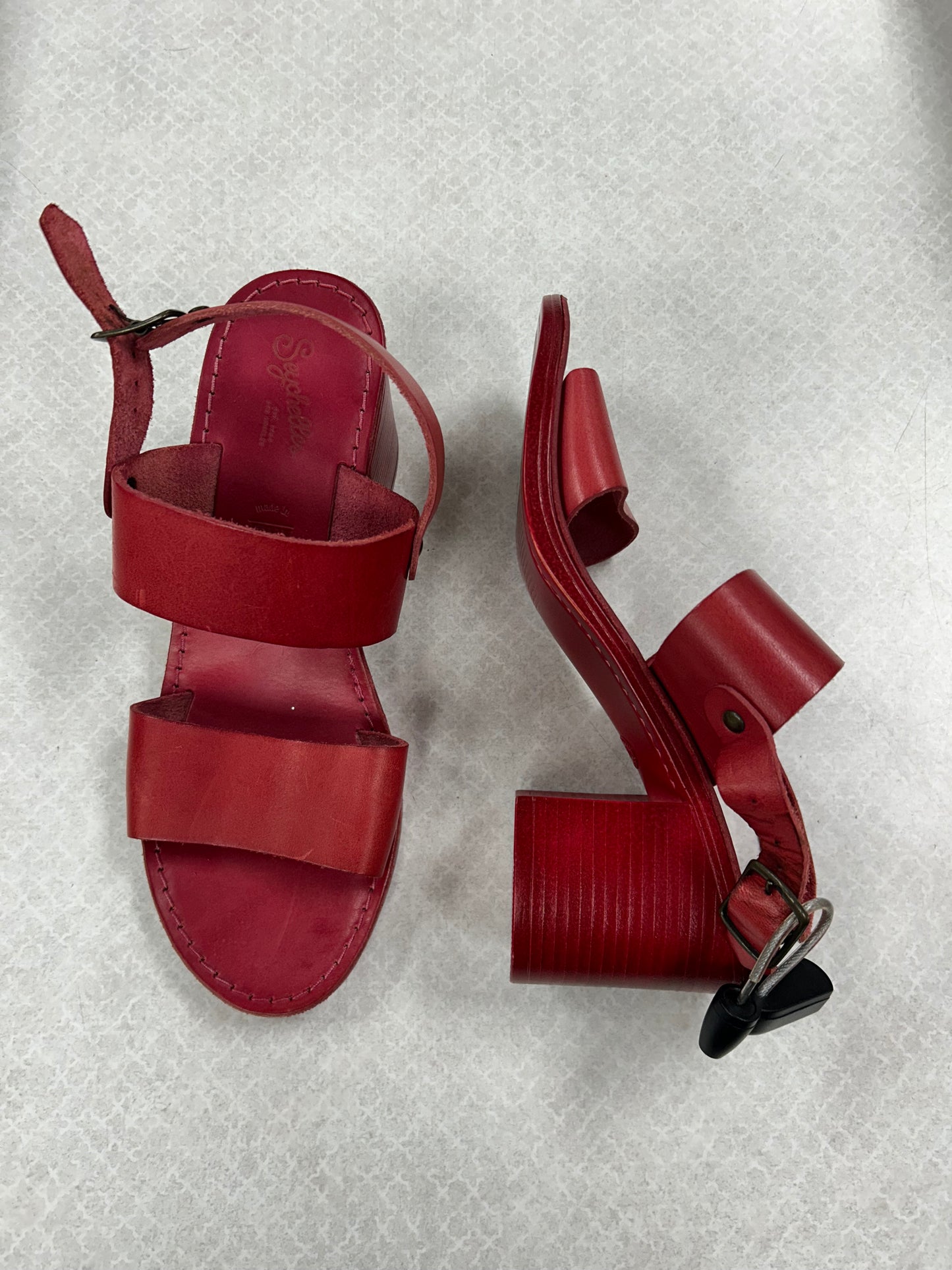 Sandals Heels Block By Seychelles In Red, Size:8.5