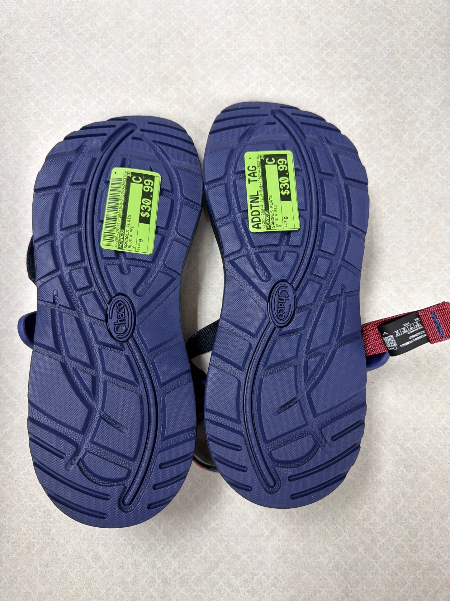 Sandals Flats By Chacos In Blue & Red, Size:9