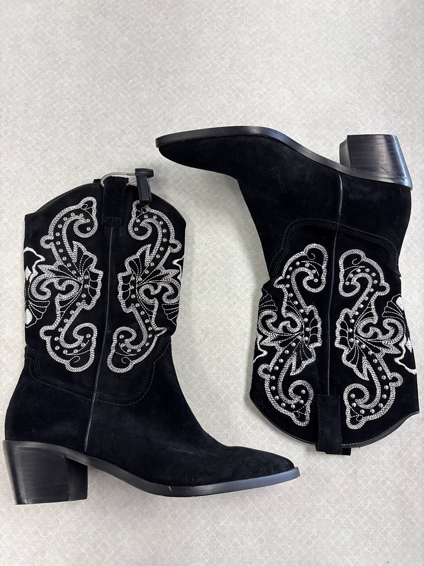 Boots Western By Dolce Vita In Black & Silver, Size:8.5
