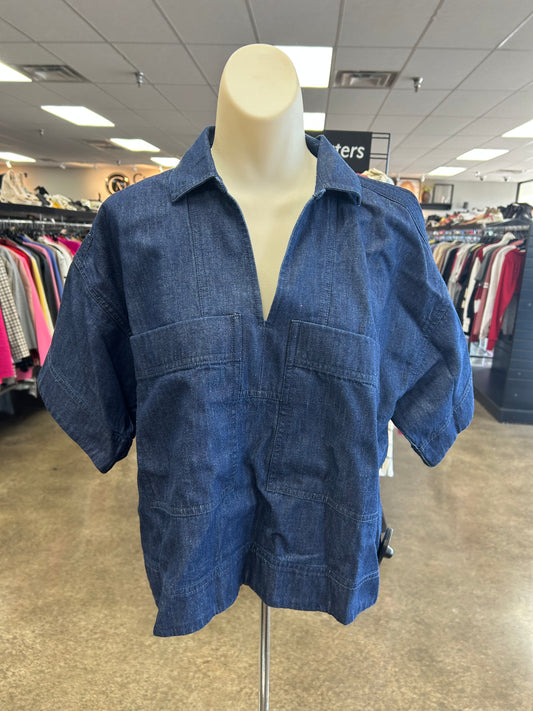 Top Ss By Loft In Blue Denim, Size:S