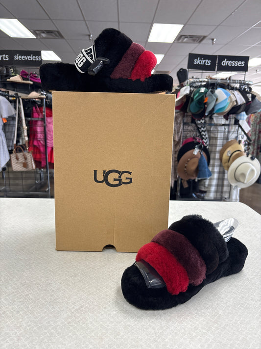 Slippers Designer By Ugg In Black & Red, Size:7