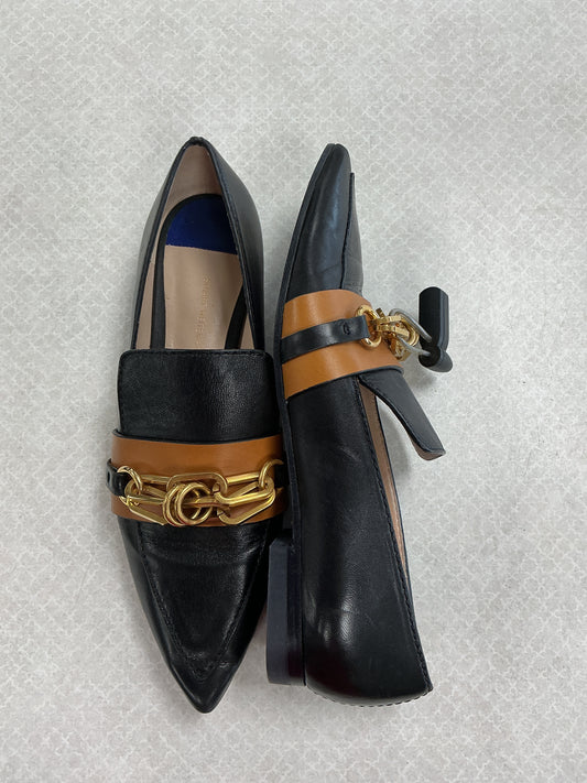 Shoes Designer By Stuart Weitzman In Black & Gold, Size:7.5