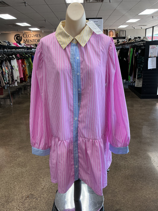 Dress Casual Short By Fate In Pink & Yellow, Size:L