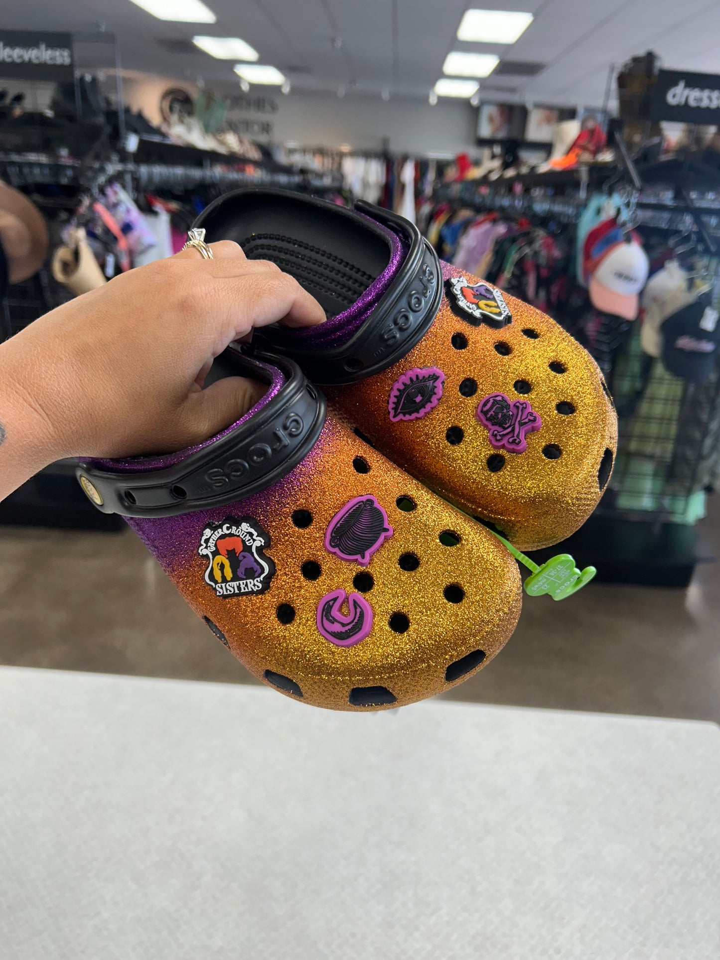 Shoes Flats By Crocs In Orange & Purple, Size:7