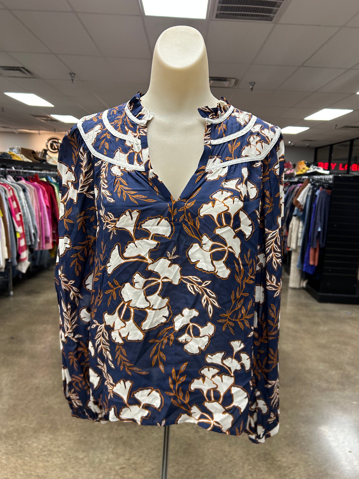 Top Ls By Caballero In Blue & Brown, Size:Xs