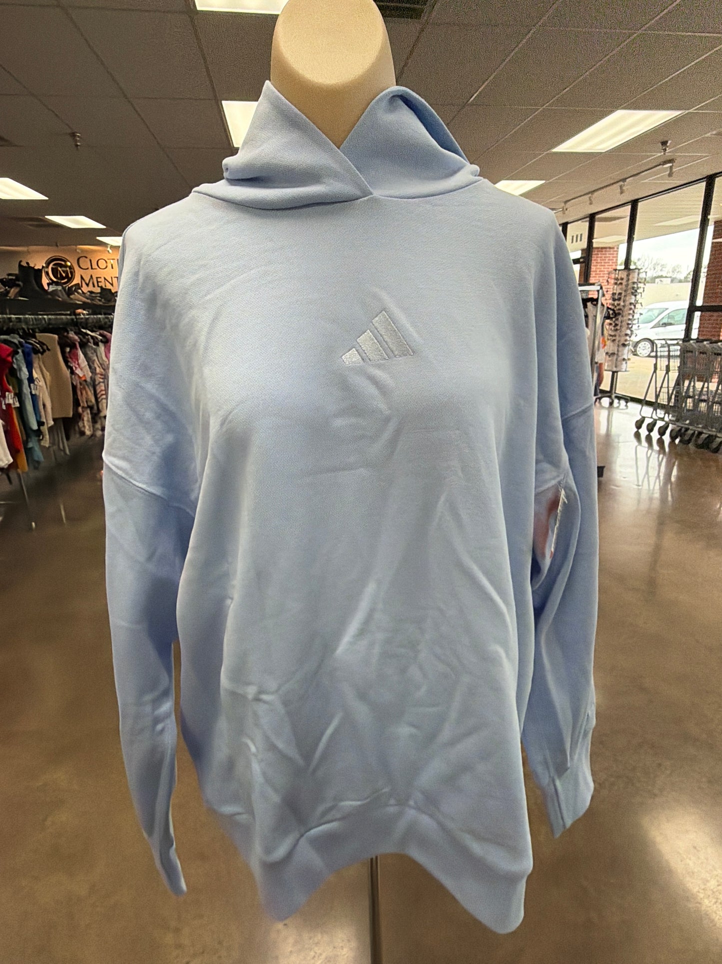 Athletic Sweatshirt Hoodie By Adidas In Blue, Size:L