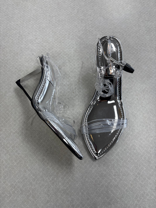 Sandals Heels Wedge By Good American In Clear, Size:8.5