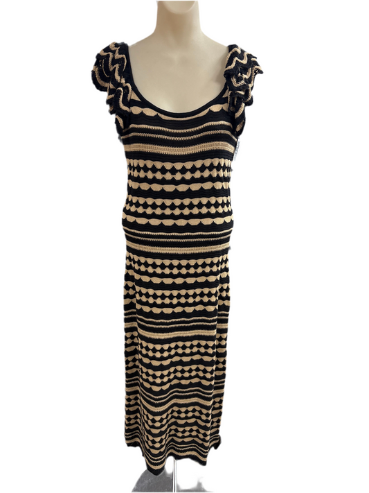 Dress Casual Maxi By   Clothes Mentor In Black & Tan, Size:M