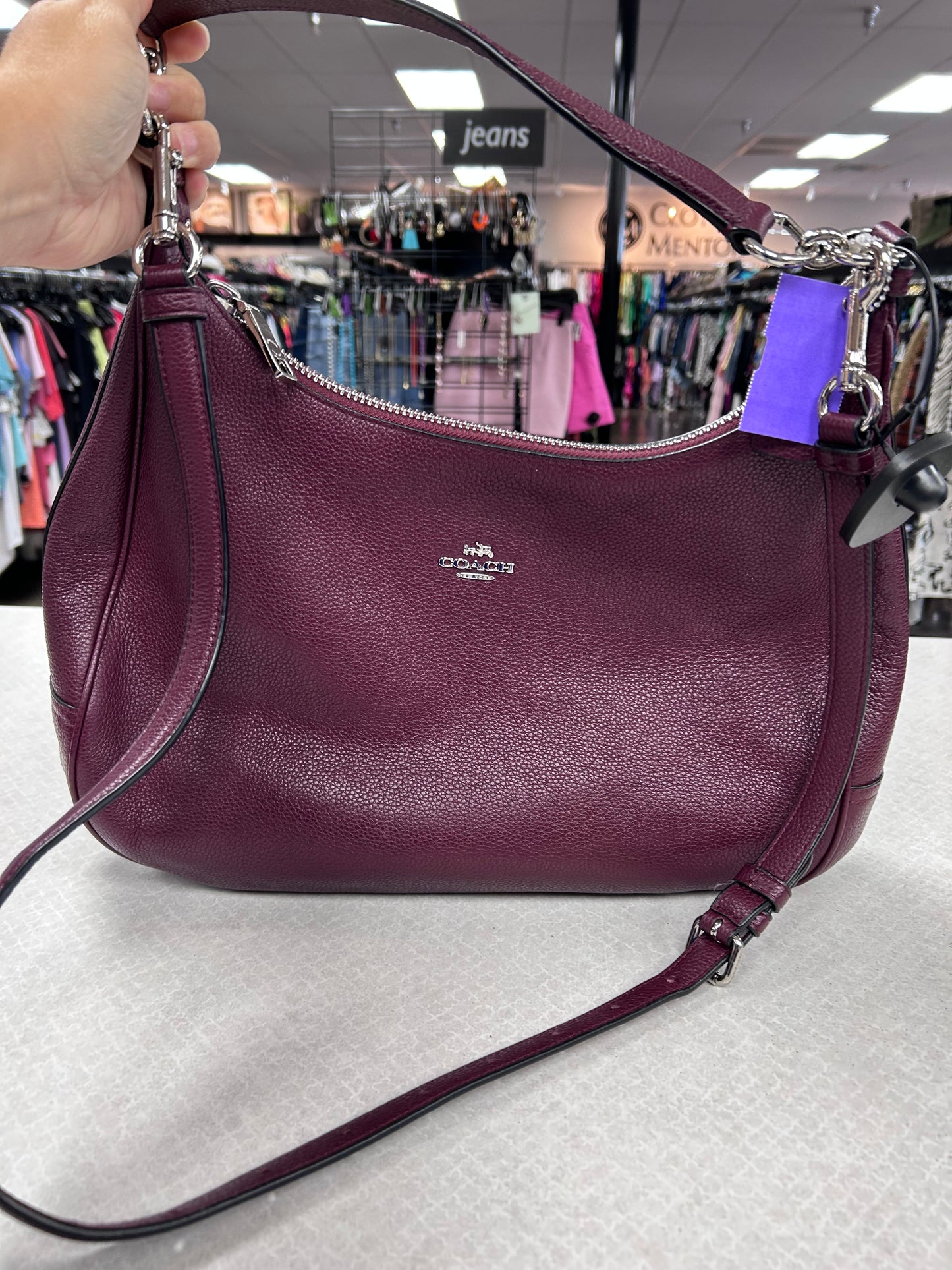 Crossbody Designer By Coach In Maroon, Size:Medium