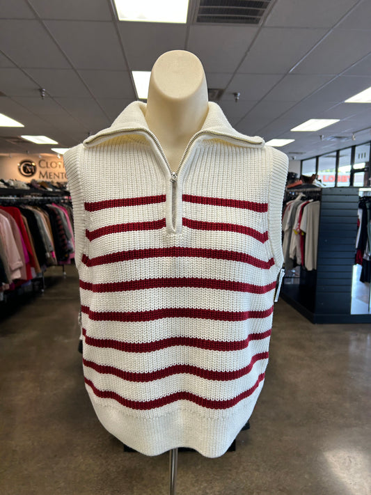 Sweater By English Factory In Cream & Red, Size:S